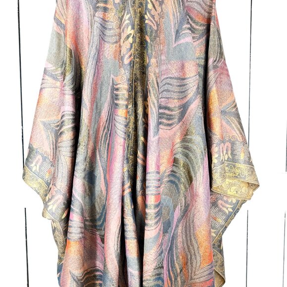 Metallic feather pashmina reversible kimono cover up - Picture 7 of 7